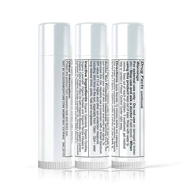 SPF 15 Mineral Sunscreen Lip Balm - Vegan and Cruelty Free Broad Spectrum UVA/UVB Lip Care - lemon and mint scent - for Hy...
