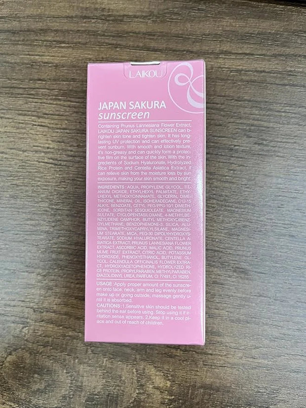 Japan Sakura Sun Cream SPF 50, Sunscreen For Face SPF 50 Sun Protection Over Makeup, SPF 50 Face Moisturiser Non-Greasy + ...