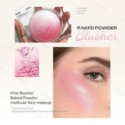 KYDA Pink Baked Blush, Pink Glow Powder for Blush and Highlighter, High Glossy Finish, Lightweight Blendable Shimmer Blush...