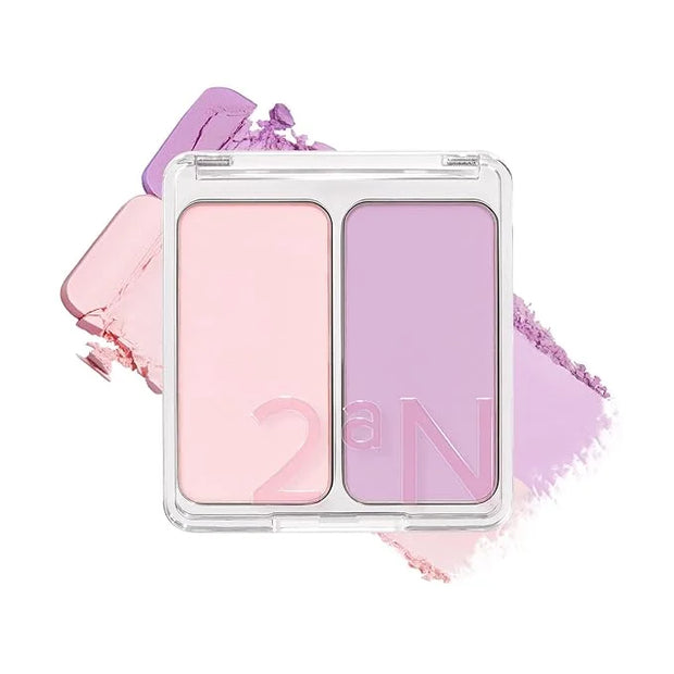 2aN Dual Color Face Blusher, Buildable & Blendable Cheek Color, Powder Blush, Korean Beauty (01 Cotton Candy Violet, 1.5 o...