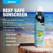 H2Ocean Surfers Choice SPF 50 Spray - Quick-Drying Sunscreen Spray for Tattoo Aftercare & UV Protection - Reef-Safe Sun Pr...