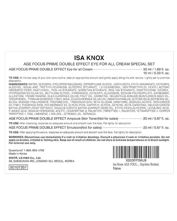 Isa Knox AGE FOCUS Prime Double Effect Eye For All Cream Set (3.4fl oz) - Korean Skin care Set, Anti Aging, Lightweight Ri...