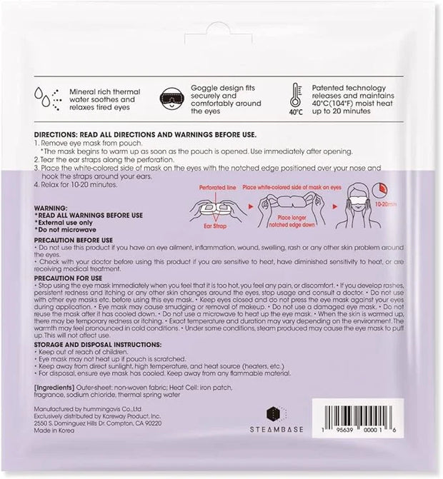 Epielle Steam Eye Mask Pack of 6 for Dry Eyes and Puffiness Helping Sleep with Melatonin Steam Moisture Self Inflate Heate...