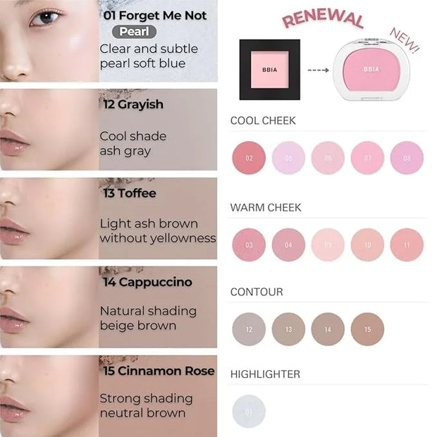 BBIA Last Blush NEW 15 Colors - Cheek Blush Shaping Shading Contour & Highlight Long-Lasting Matte Finish Natural Shades B...