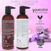 PURA D'OR 16 Oz ColorHarmony Purple Shampoo For Bleached, Blonde, Silver & Color Treated Hair - Keratin, Bamboo Fiber, No ...