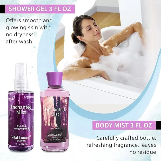 Bath & Body Kit, 3 Fl Oz, Ideal Skincare Gift Home Spa Set, Includes Body Lotion, Shower Gel, Body Cream, and Fragrance Mi...