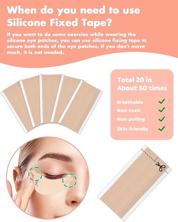 Under Eye Patches Silicone - Reusable Eye Patches + Silicone Fixing Tape Cuttable, Eye Wrinkle Patches, Reusable Eye Mask,...