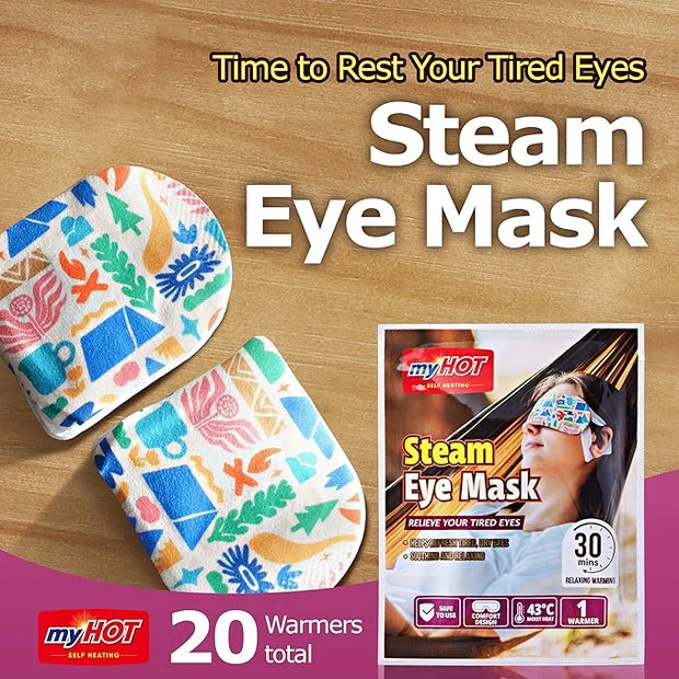 Steam Eye Mask 20 Pack – Warm Compress Eye Cover for Relief for Dry Eyes, Disposable, Sleeping Eye Heater, Spa, Relaxation...