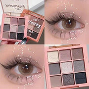 Eyeshadow Palette Makeup- 9 Colors bLACK GRAY Dark Brown Colorful Eyeshadow Palette Matte Shimmer Korean SMOKING Eye Shado...