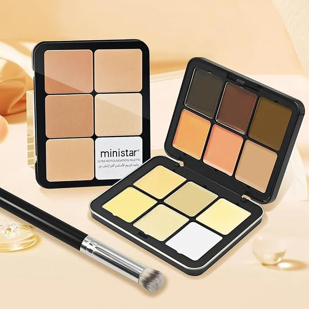 12 Colors Cream [Contour Concealer Foundation] Makeup Palette for Cheeks - All in One Makeup Palette Kit with Brush, Natur...