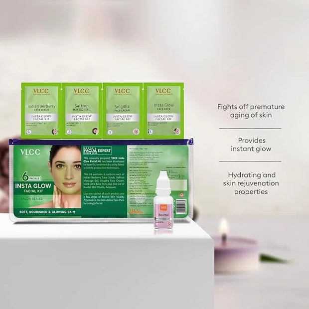 VLCC Salon Series Instaglow Facial Kit (6 Facials)(240gm+12ml) - Product Image