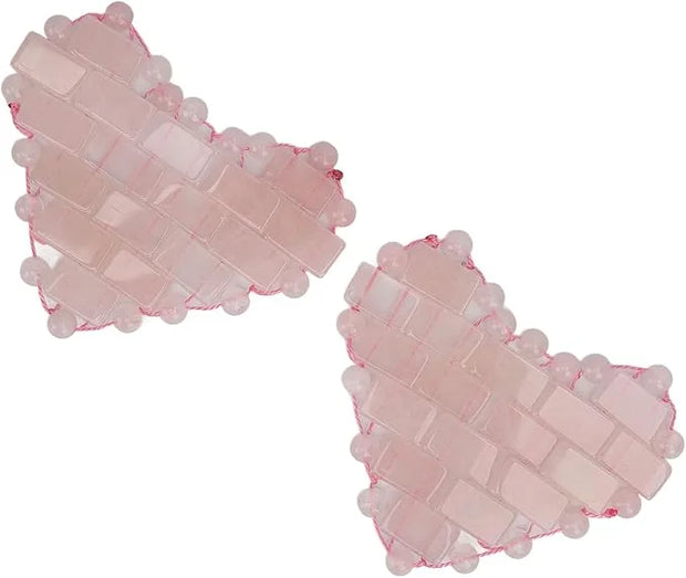 2Pcs Rose Quartz Eye Mask, Jadestone Eye Patch Reduce Facial Edema Relieve Eye Strain Heart Shaped Stone Eye Pad for Massa...
