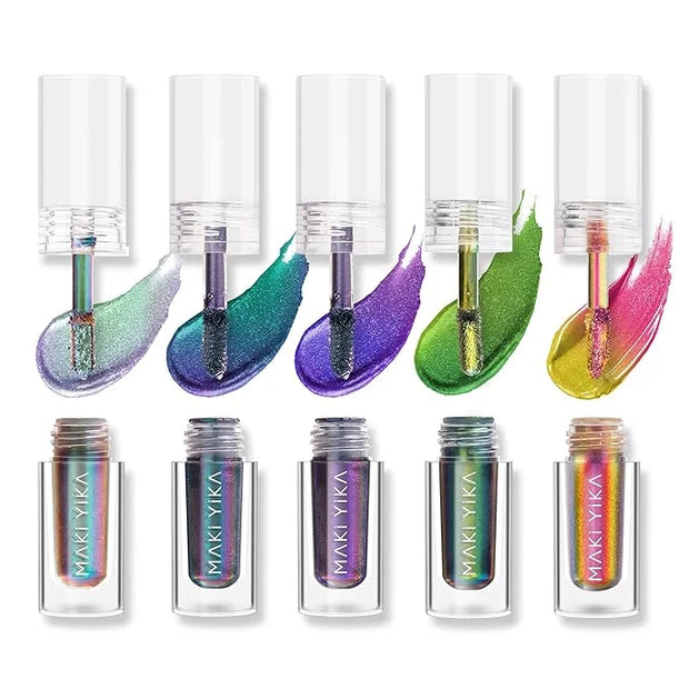 MAKI YIKA 5Pc Glitter Eyeshadow Liquid Multichrome Eyeshadows Long Lasting, Metallic Chameleon Eye Shadow Smudgeproof Holo...