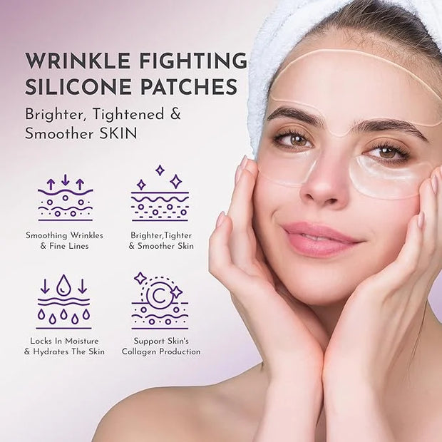 20X Reusable Expression Line Smoothing, Medical-Grade Silicone for Overnight Wrinkle Reduction & Anti-Aging Hydration, Bea...