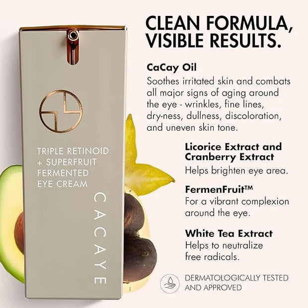CACAYE Triple Retinoid Eye Cream for Anti Aging 0.5 fl oz - Natural Retinol Alternative Under Eye Cream for Wrinkles, Fine...