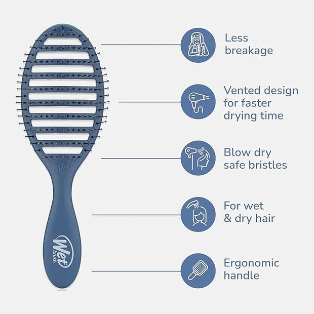 Wet Brush Speed Dry Hair Brush, Elemental Blue, Vented Design & Soft HeatFlex Bristles, Blow Dry Safe, Ergonomic Handle Ma...