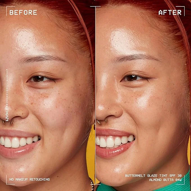 NYX PROFESSIONAL MAKEUP Buttermelt Glaze Soft Glow Skin Tint + SPF 30, Up To 12HR Wear, 04 Almond Butta - Product Image
