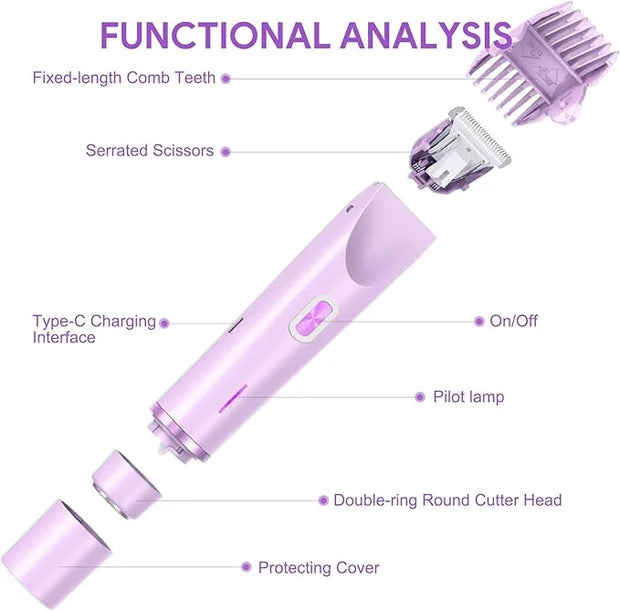 2025 New 2-in-1 Bikini Trimmer & Electric Shaver for Women - Cordless Wet/Dry Electric Razor Kit, Waterproof Hair Removal ...