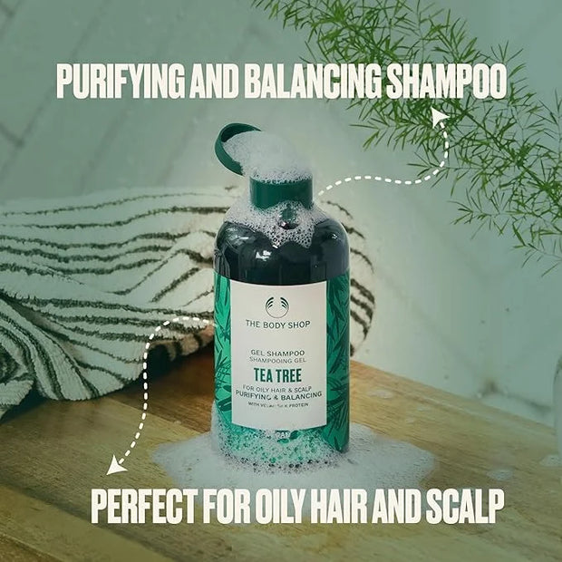 The Body Shop Tea Tree Purifying & Balancing Shampoo for Oily Hair & Scalp, Vegan, 8.4 Fl Oz - Product Image