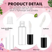 Jinei 150 Pcs Clear Empty Lip Balm Bottles 1.2ml Mini Lip Gloss Tubes, Refillable Containers Transparent Plastic Clear Lip...