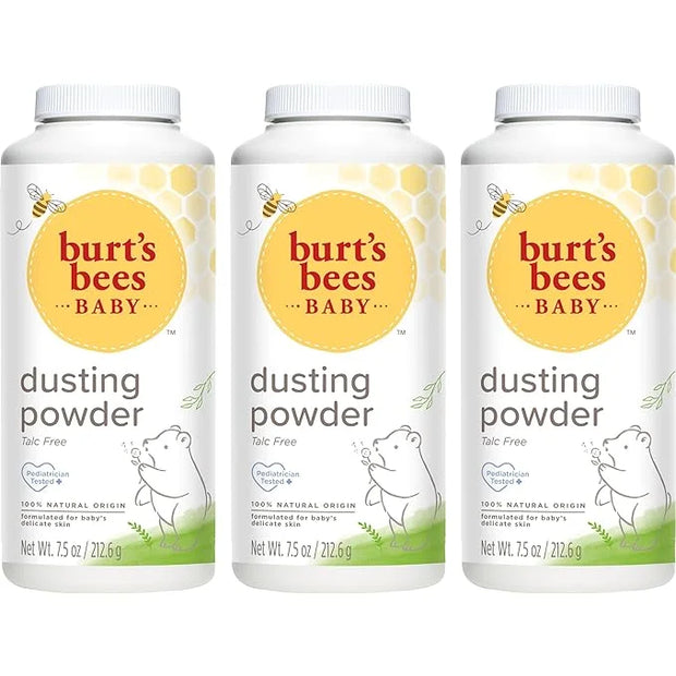 Burt's Bees Baby Dusting Powder, 100% Natural Origin, Talc-Free, Pediatrician Tested, 7.5 Ounces, Pack of 3, Pack May Vary...