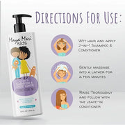 2 in 1 Natural Kids Shampoo and Conditioner, Tear Free | For Toddlers with Curly Hair | For All Kids Hair Types | Coconut ...