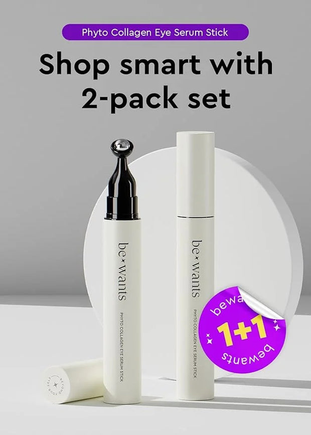 Bewants Instant Eye Bag Remover, Phyto Collagen Roll-On Serum Stick – Refreshing Under Eye Massage with 61% Bamboo Water &...