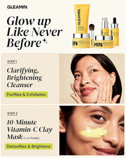 Gleamin Brightening Skincare Bundle – Mask, Serum, Cleanser, Moisturizer & Oil for Dark Spots, Uneven Tone, and Glowing Sk...