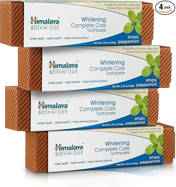 Himalaya Botanique Complete Care Whitening Toothpaste, Simply Peppermint, Fluoride Free for a Clean Mouth, Whiter Teeth an...