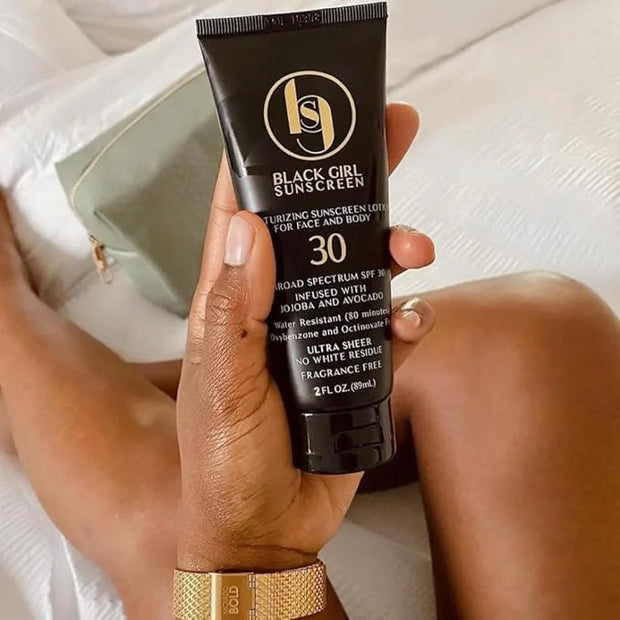 BLACK GIRL SUNSCREEN - Face & Body Moisturizing Sunscreen Lotion SPF 30, No White-Residue for Melanin Rich Skin (2 Fl. Oz....