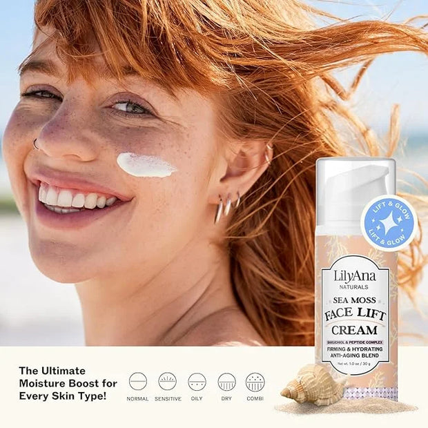 LilyAna Naturals Bakuchiol Face Lift Cream with Sea Moss and Peptide Complex - Face Cream for Women - Moisturizing and Lif...