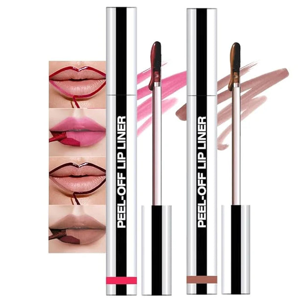 2 Pcs Matte Liquid Lip Stain Peel Off Lip Liner, Long Lasting Lip Tattoo, Waterproof & Transfer-Proof Lip Liner Peel Off L...