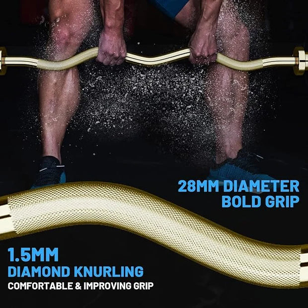47" Olympic EZ Curl Bar 500-lbs Capacity Steel 2" Barbell - Product Image