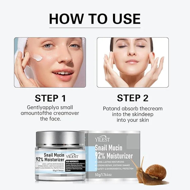 𝐒𝐧𝐚𝐢𝐥 𝐌𝐮𝐜𝐢𝐧 92% Moisturizer Daily Face Gel Cream, Crema de Baba de Caracol Original, Snail Secretion Filtrate Nourishing C...