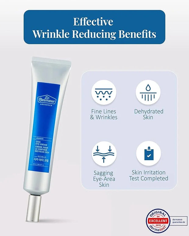 Advanced CICA Eye Cream (0.9fl oz) - Gentle Eye Care for Delicate Skin. Korean Skin Care by LG Beauty. Ceramide, Centella ...