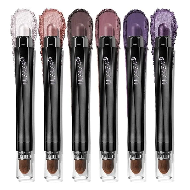 Neutral Eyeshadow Stick Makeup Set, Metallic Shimmer Matte Cream Eye Shadow Eyeliner Brightener Pencil Crayon - Classic 6P...