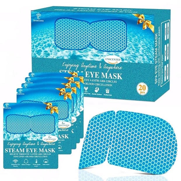 20 Packs Unscented Self Heating Warm Steam Eye Masks for Dry Eyes, Eye Fatigue Relief & Puffy Eyes, Moist Heating Compress...