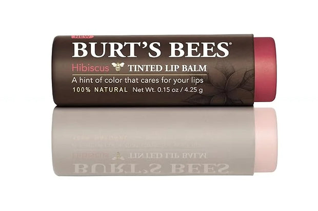 Burt's Bees 100% Natural Tinted Lip Balm, Hibiscus with Shea Butter & Botanical Waxes – 1 Tube - Product Image