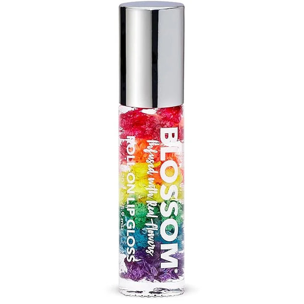 Blossom Roll on Lip Gloss, Scented Clear High Shine Moisturizing Lip Oil, Non Sticky, Infused with Real Flowers, Made in U...