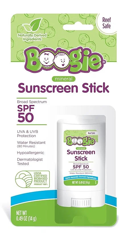 Baby Sunscreen Stick by Boogie, Mineral Sunscreen SPF 50, Travel Size Sunblock for Kids, FSA/HSA Eligible, Zinc Oxide, Wat...