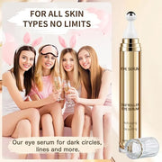 Caffeine Eye Serum, Hyaluronic Acid Under Eye Cream for Dark Circles and Puffiness, Anti Aging with 360° Massage Ball Redu...