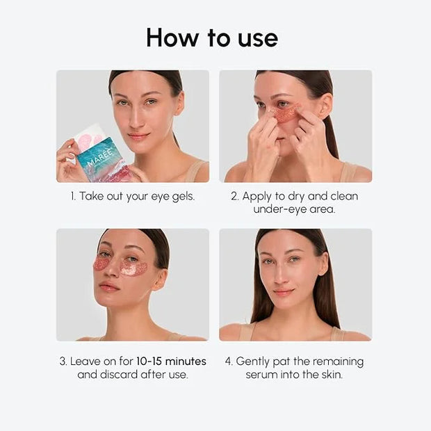 MAREE Pink Eye Gels - Marine Collagen Under Eye Patches for Puffy Eyes and Dark Circles - Undereye Mask Patches for Women ...