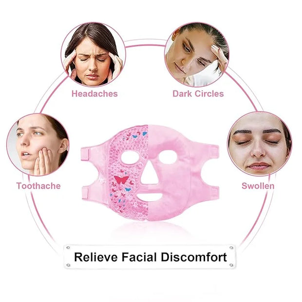 Cold Face Eye Masks Ice Face Mask Hot Cold Compress for Dark Circles, Puffiness, Migraines, Headache, Stress, Redness, Coo...