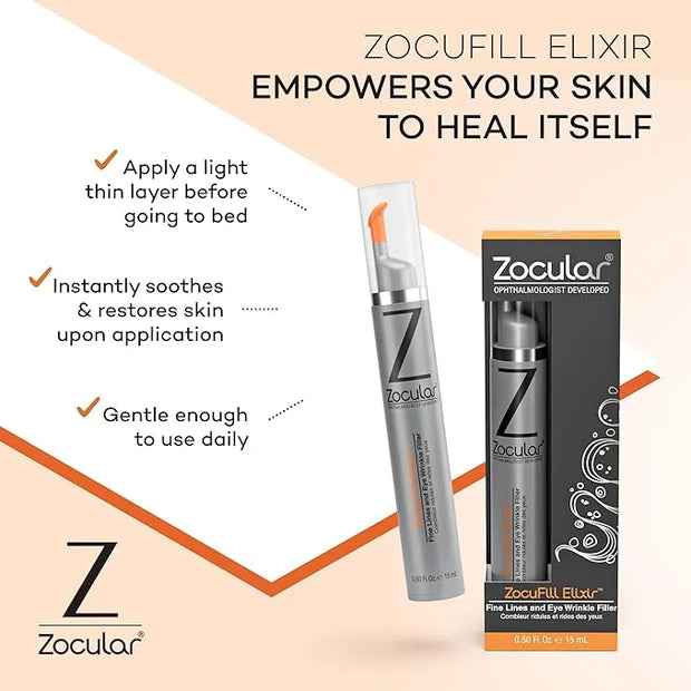 Zocufill Elixir Eye Gel and Face Serum - Eye Bags Treatment for Women and Men - Reduce the Appearance of Dark Circles, Puf...
