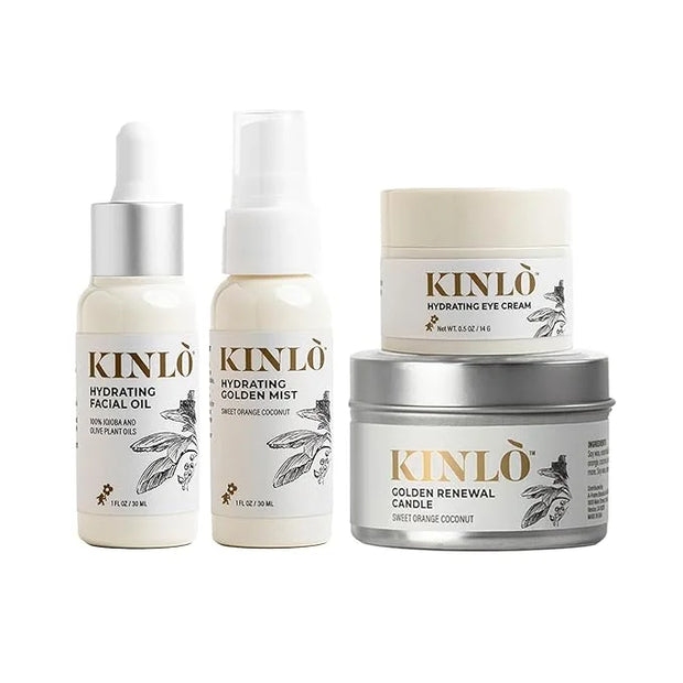 Kinlo Self Care Kit - Facial Oil, Facial Mist, Eye cream, Sweet Orange Coconut Scent Candle | Home SPA Gift Set Mother's M...
