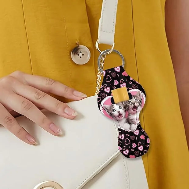 Chapstick Holder Keychain for Lipstick Lip Girls