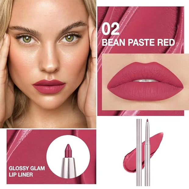 evpct Silky Lip Liner Pencil Retractable, Ruby Red Smooth Lip Liner Creamy Velvet Lipliner Long-Lasting for Korean Makeup ...