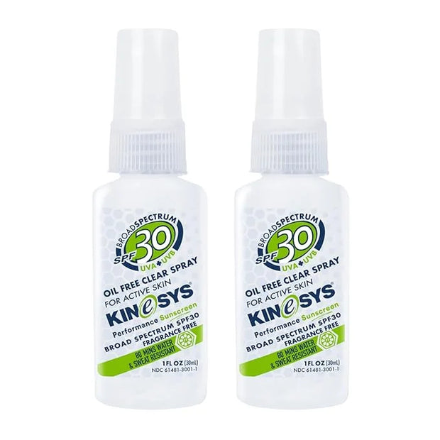 KINeSYS Fragrance Free Clear Spray Sunscreen for sensitive skin, SPF 30, Hypoallergenic, Broad Spectrum UVA/UVB protection...