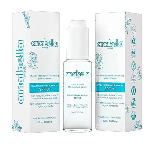 Natural Mineral & Invisible Moisturizing Sunscreen Serum with SPF 50 Lightweight Non-Greasy Zero Skin Burden Sunblock with...