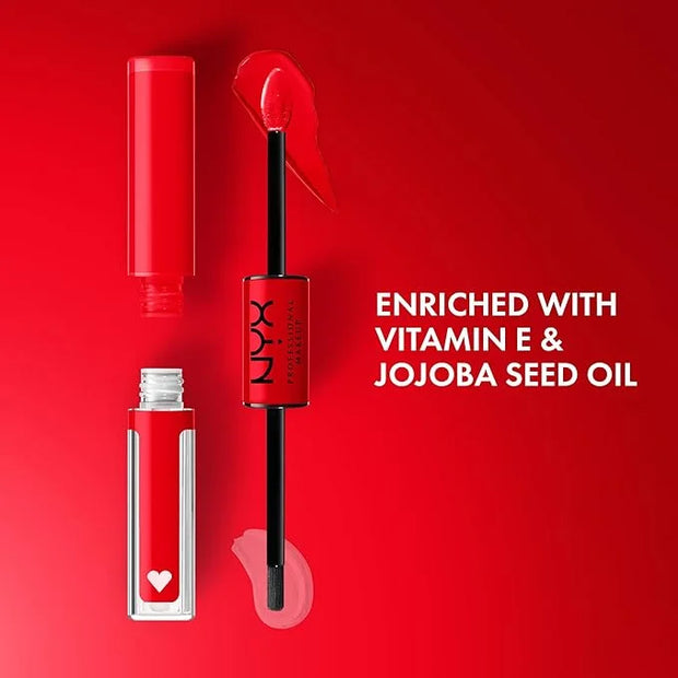 NYX PROFESSIONAL MAKEUP Shine Loud, Long-Lasting Liquid Lipstick with Clear Lip Gloss - Rebel In Red (Warm Red) - Product ...